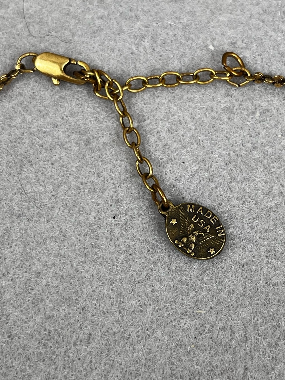 Rare Vintage Anne Koplik Brass Necklace Romantic Royal Blue Pendant 16”-18" USA - Picture 5 of 6